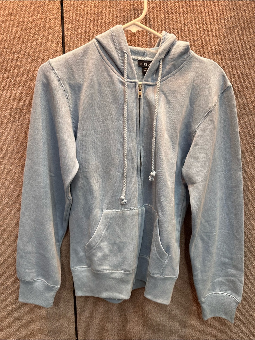 Enza Costa Women's Pale Blue Zip-Up Hoodie